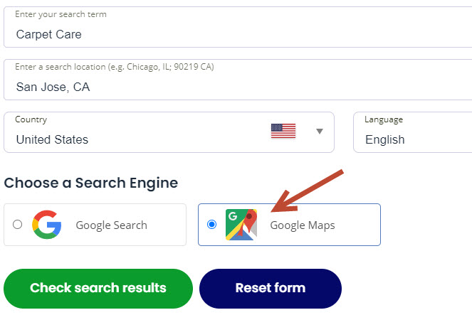 Keywords for carpet cleaning businesses map pack
